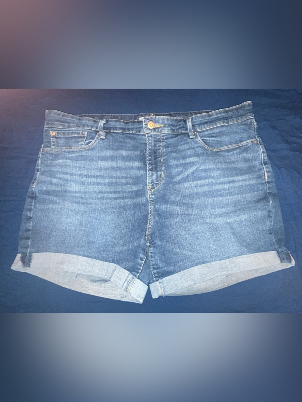 Signature by Levi Strauss Mid-Blue Rolled Cuff Denim Shorts